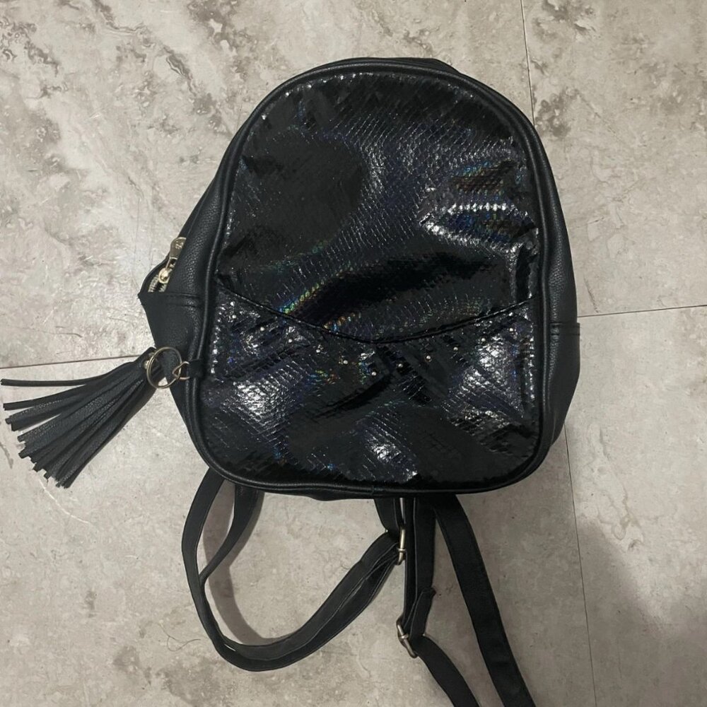 Justice Backpack Black Sparkle